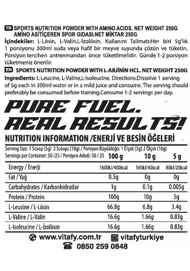 Vitafy Bcaa 4:1:1 50 Servis Aromasız 250 G