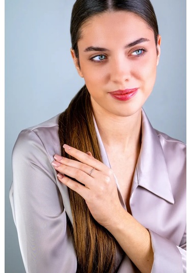 Torgovyj Dom Uvelir Holding İnce Gümüş Yollu Yüzük, Zirkon Taşlı, Parlak 348630720 Gümüş