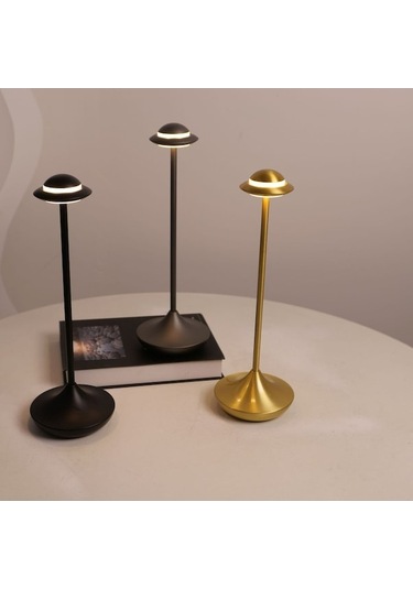 Novahub Uçan Daire Masa Lambası - Şarjlı, Metal, Dekoratif Masaüstü, Gece Ve Atmosfer Lambası Gri, Gümüş Renk Gri