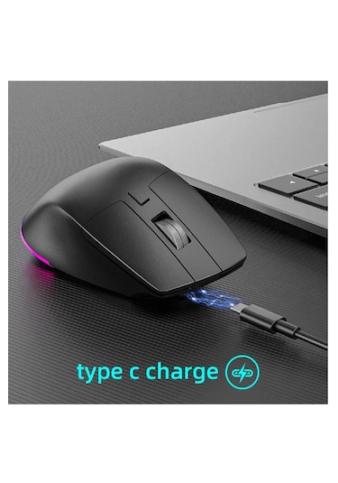 Mouse Ergonomik Kablosuz Gaming Mouse Rgb Işıklı Sessiz Şarjlı
