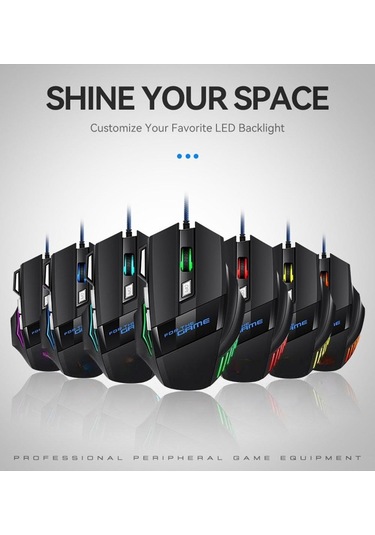 Usb Kablolu Fare 2400 Dpi Ayarlanabilir Led Arkadan Aydınlatmalı Bilgisayar Oyunu Fareler Dizüstü Pc Için 7 Düğmeler Optik Kablolu Oyun Faresi
