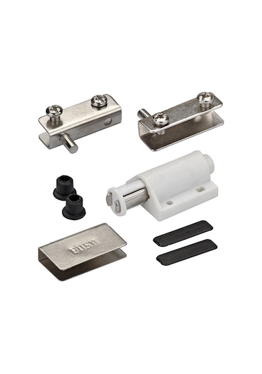 Aletçantam Dolap Cam Kapak Menteşe Mıknatıs Çıtçıt İtici Kilidi Takımı Beyaz Beyaz