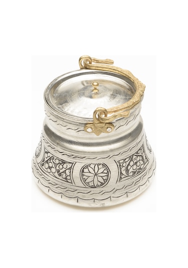 Gaziantep Bakır El İşlemesi Su&ayran Bardak Takımı 1mm Hediyesi 0,5 Lt Yoğurt Mayalama Kabı Gümüş