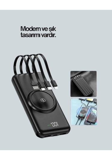 İphone Ve Android Uyumlu 10000mah Powerbank Hem Kablolu Hem Kablosuz Diğer