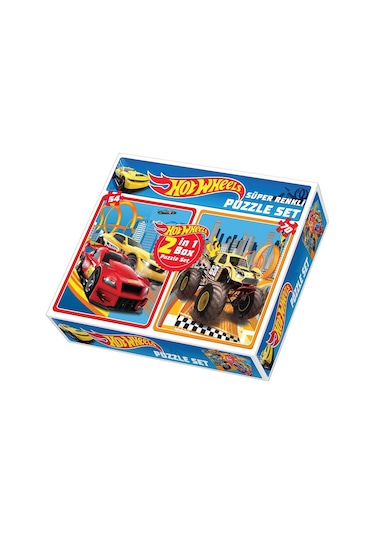 1535 Dıytoy Süper Renkli 2'Li Puzzle Set - Hot Wheels - 54 70 Par
