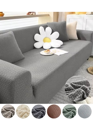 StarMall Tuğla Desen Koltuk Örtüsü Çekyat Kılıfı 3Lü Bir Adet Gri