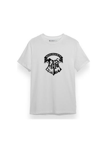 Hp Hogwarts Beyaz Kısa Kol Erkek Tshirt 001