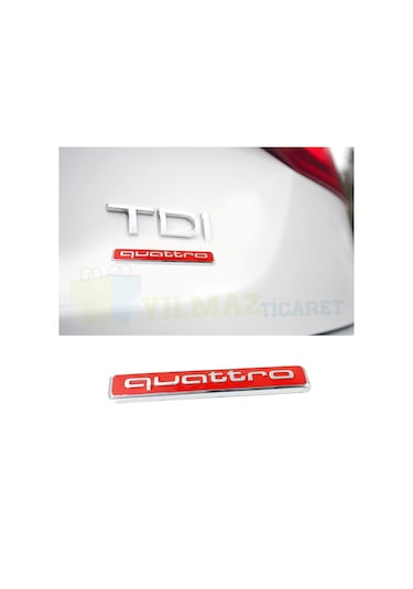 Audi Quattro Bagaj Çamurluk Logo Amblem Paslanmaz Çelik 1 Adet Kırmızı