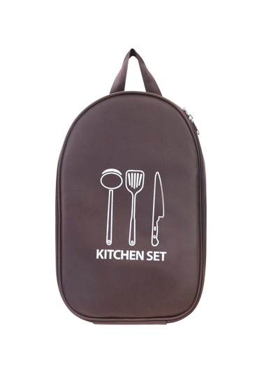 Açık Ocak Taşınabilir Saklama Çantası Açık Kamp Mutfak Eşyaları Sofra Pişirme Malzemeleri Kamp Araçları Depolama Kahve Kahverengi