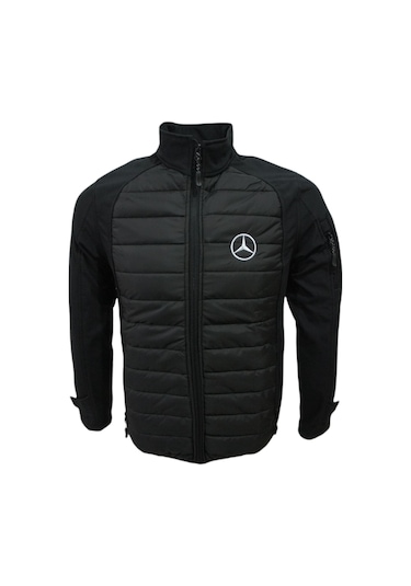 Uniprom Erkek Mercedes Mont Softshell-Ray Desen Likralı Siyah 5 Cepli Siyah