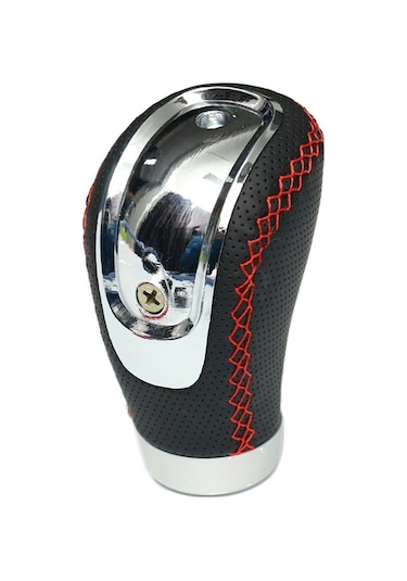 Evrensel Araç Vites Kolu Başkanı, Metal+pu Deri, 3 Değiştirilebilir Kapağı 5-6 Vites , Cıvatalı Montaj Seti Siyah Siyah