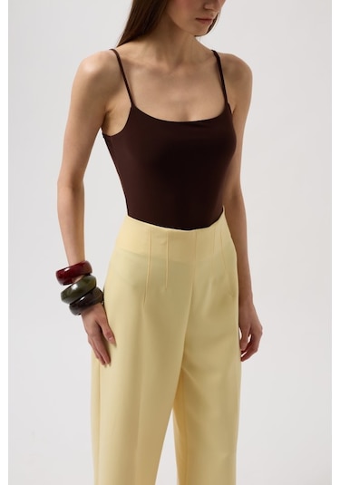 Meleners İp Askılı Bodysuit Kahverengi