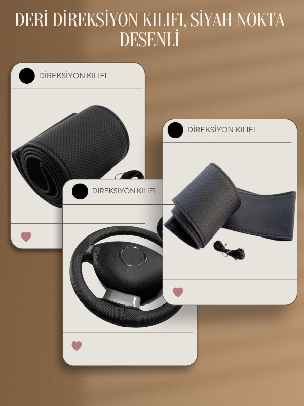 Alfa Romeo 166 Yerli Üretim Suni Deri Direksiyon Kılıfı, Siyah Nokta Desenli Yerli Üretim Çok Renkli