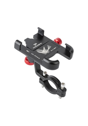 Promend Sjj-297 Alüminyum Alaşımlı Döndürme Ayarlanabilir Bisiklet Cep Telefonu Braketi Siyah Siyah Siyah