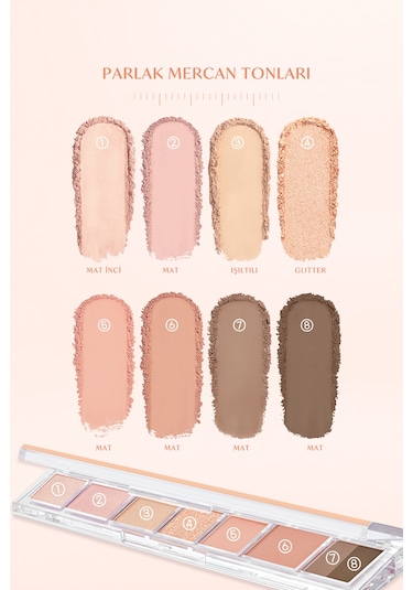 Pigmentli, 5 Farklı Dokulu Far Paleti Perıpera All Take Mood Palette 001 Whisper Of Spring Coral 001