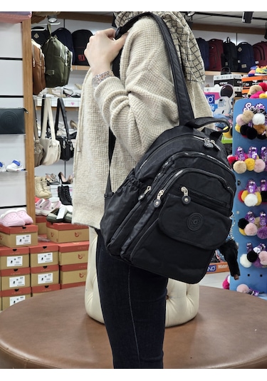 My Polo 2114-8675 Kadın Krinkıl Kumaş Çok Gözlü Astarlı Petli Su Siyah