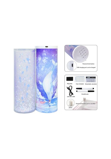 Hesap Makineli Kumlu Kalem Kutusu Manyetik Kapaklı Kaiyi