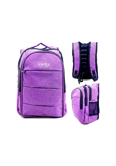 Dört Gözlü Mor Okul Çantası Ortaokul Çantası Ortopedik Sırt Destekli Su İtici Lise Çantası Mor