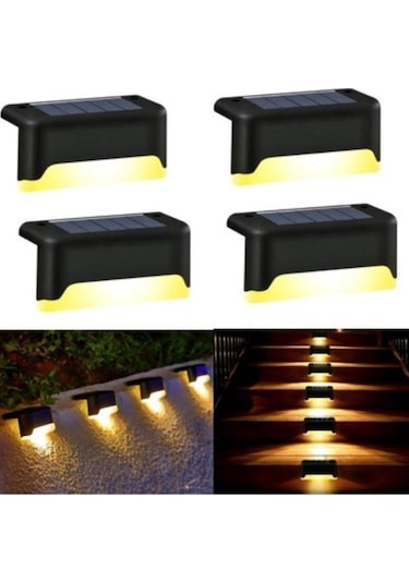 Zhltools Solar Güneş Enerjili Merdiven Lambası 4 Adet Siyah