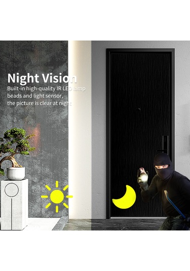 Skycity S3 Akıllı Görüntülü Kapı Çanı - Kablosuz Hd Kamera, İki Yönlü Ses, Gece Görüşü, Wifi İle Konuşma, Ev/gayrimenkul Güvenliği Siyah