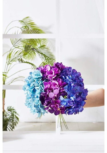 Hangfox 10 Adet Mavi Ipek Hortensya Yapay Çiçek, 54 Yapraklı Saplı, Nikah/parti/ev Dekorasyonu, Dıy Çiçek Dizaynı