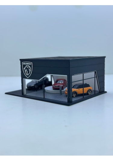 1/64 Ölçekli Peugeot Diorama Tasarımlı Araç Sergileme Garajı 3d Baskı