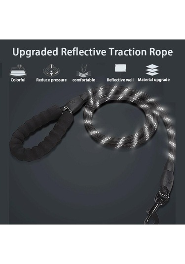 Technosmart Köpekler Için Gezdirme Tasması Reflektörlü 130 Cm Hal Siyah