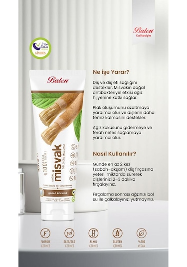 Balen Doğal Misvak Özlü Diş Macunu 100 Ml