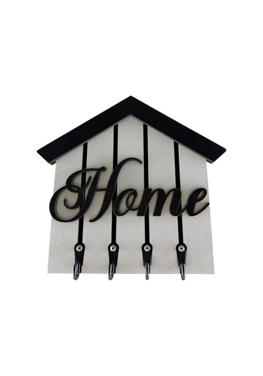 Home Yazılı Duvar Anahtarlık Askılığı, Anahtar Askısı, Anahtarlık Askısı Siyah - Beyaz