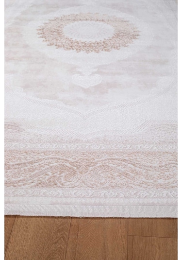 Voyage %100 Akrilik Yumuşak Dokulu Halı Kilim Salon Mutfak Koridor Yolluk Dokuma Makine Halısı Ac-208 Vizon