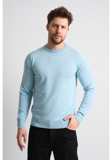 Alexandergardı Bisiklet Yaka Basic Triko Kazak Açık Mavi