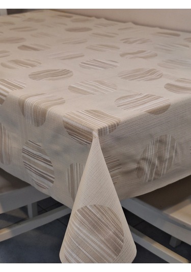 İthal Silinebilir Pvc Masa Örtüsü Kaymaz Tabanlı, Kumaş Görünümlü Pvc Masa Örtüs İth5520 Bej