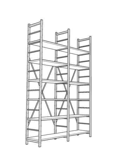 6 Raflı Metal Kitaplık İki Modül-metalk02-afrika Ceviz