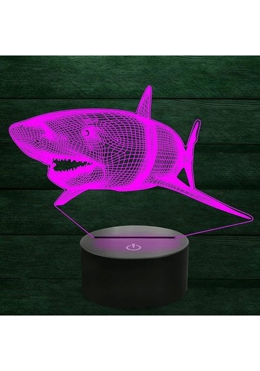 Goldenqian 3d Köpekbalığı Balığı Gece Lambası Illusion Gece Lambası 7 Renk Değiştirme Dokunmatik Anahtar Masa Masa Dekorasyon Lambaları Hediye Akrilik Düz Abs Taban Usb Kablosu Oyuncak G21jv7 Siyah