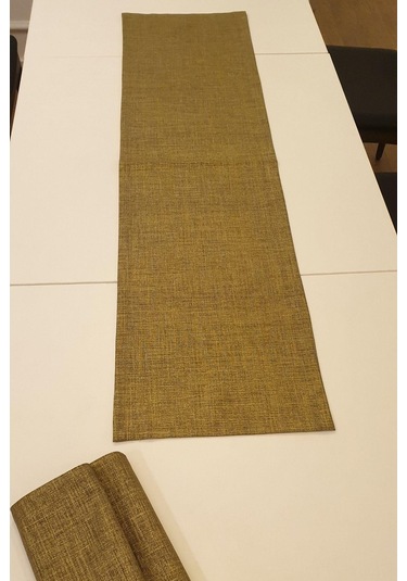 Concept Floransa Simli Keten Runner Bronz - Gold