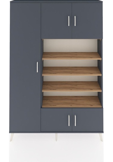 Arges Dolap 10 Raflı 5 Kapaklı 132x30x195 Antrasit-antrasit/çam Antrasit