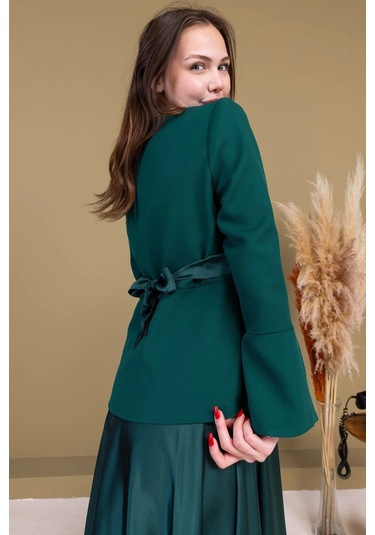 Kare Yaka İşlemeli İkili Takım 4718-zümrüt Yeşili Zümrüt Yeşili