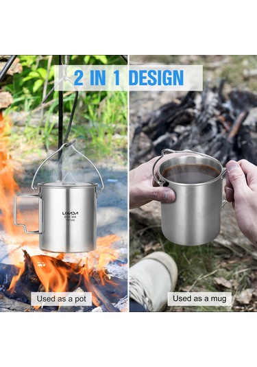 Lıxada 1050ml Paslanmaz Çelik Su Şişesi Sızdırmaz Spor Şişesi, 750ml Asılı Pot İle Bottle Only Gümüş