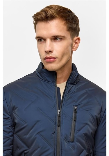 SÜVARİ Lacivert Slim Kapitone Mont Lacivert