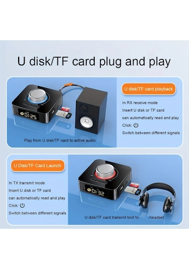 Honeybeeshop Siyah Ses Kablosuz Adaptor Verici Ve Alici Usb 35 Mm Auxtan Rcaya Rx Tx Modlari Uyumlu Kulakliklar