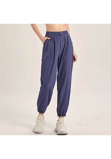 Fastbuy Kadın Spor Taytı - Esnek Yüksek Bel, Yan Cepli Rahat Yoga Pantolonu Mavi Mavi