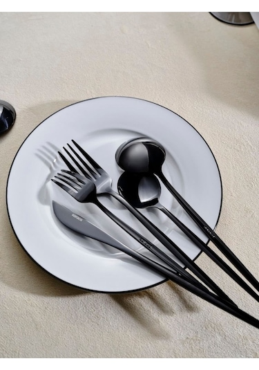 Karaca  Orion 30 Parça 6 Kişilik Çatal Kaşık Bıçak Takımı Black