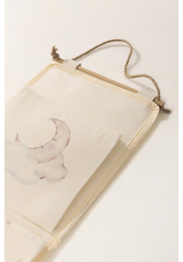 Tidy Kids Atlı Karınca Desenli Poplin 3'lü Duvar Organizeri 20x60cm 6021 Natural