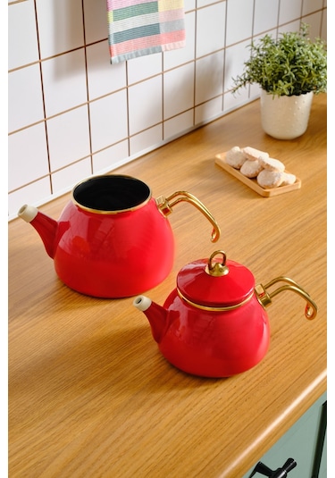 Karaca  Retro Emaye İndüksiyon Tabanlı Kırmızı Çaydanlık