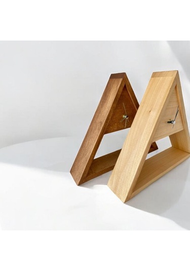 El Yapımı Ihlamur Ağacı Ahşap Duvar Saati & Masa Saati Kahverengi