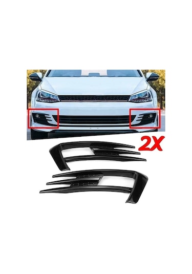 Didadodo Golf 7 Mk7 2013-2017 Parlak Siyah Araba Tampon Sis Işık Izgara Kapağı Trim