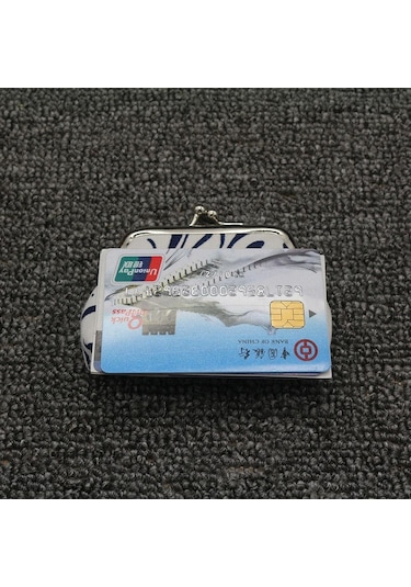 Mavi Bozuk Para Cüzdanı Vintage Seladonlar Bozuk Para Çantası Tuval Mini Küçük Çanta Kadın Çanta Mavi