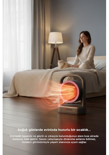 Torima HT-100 Sessiz Hızlı Isıtma Mini Isıtıcı Siyah