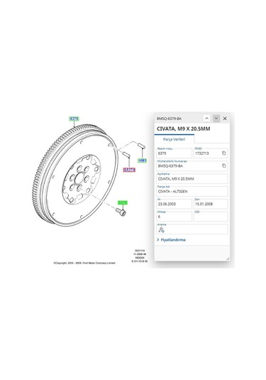 Volant Civatası Focus Cmax 04 K&b 8m5q 6379 Ba - 8m5q 6379 Ba