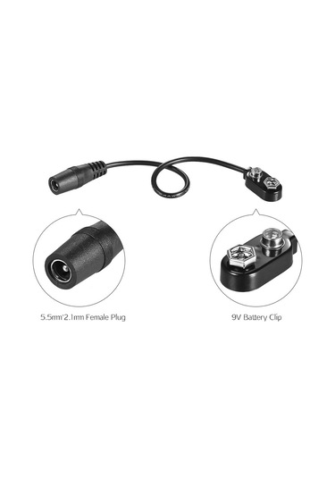 Xindoker 9v Gitar Pedalı Batarya Clip Çevirici Kablosu - 5.5mm X 2.1mm Dişi Plug, 20cm Uzunluk, Plastik Ve Metal Malzeme